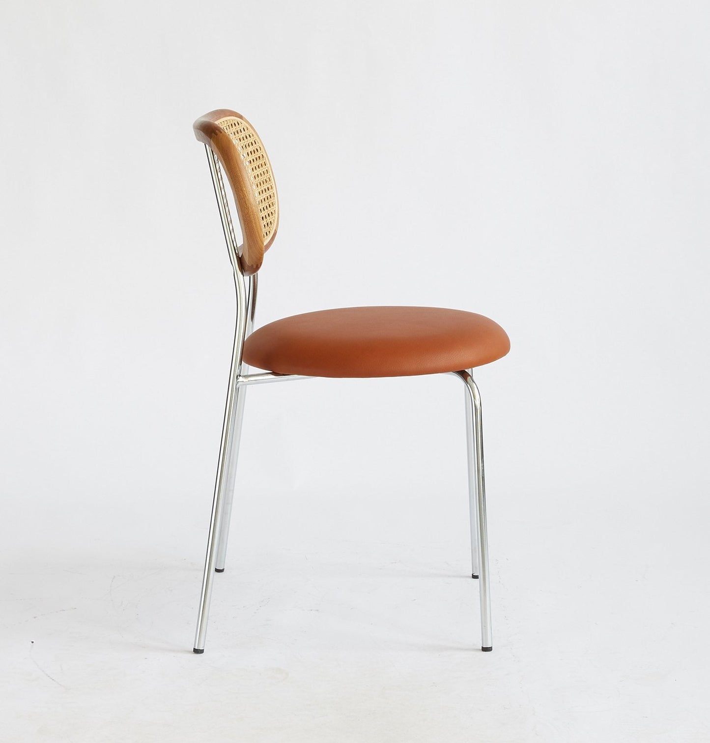 Rose Dining Chair - Rattan / Chrome / Caramel Leather