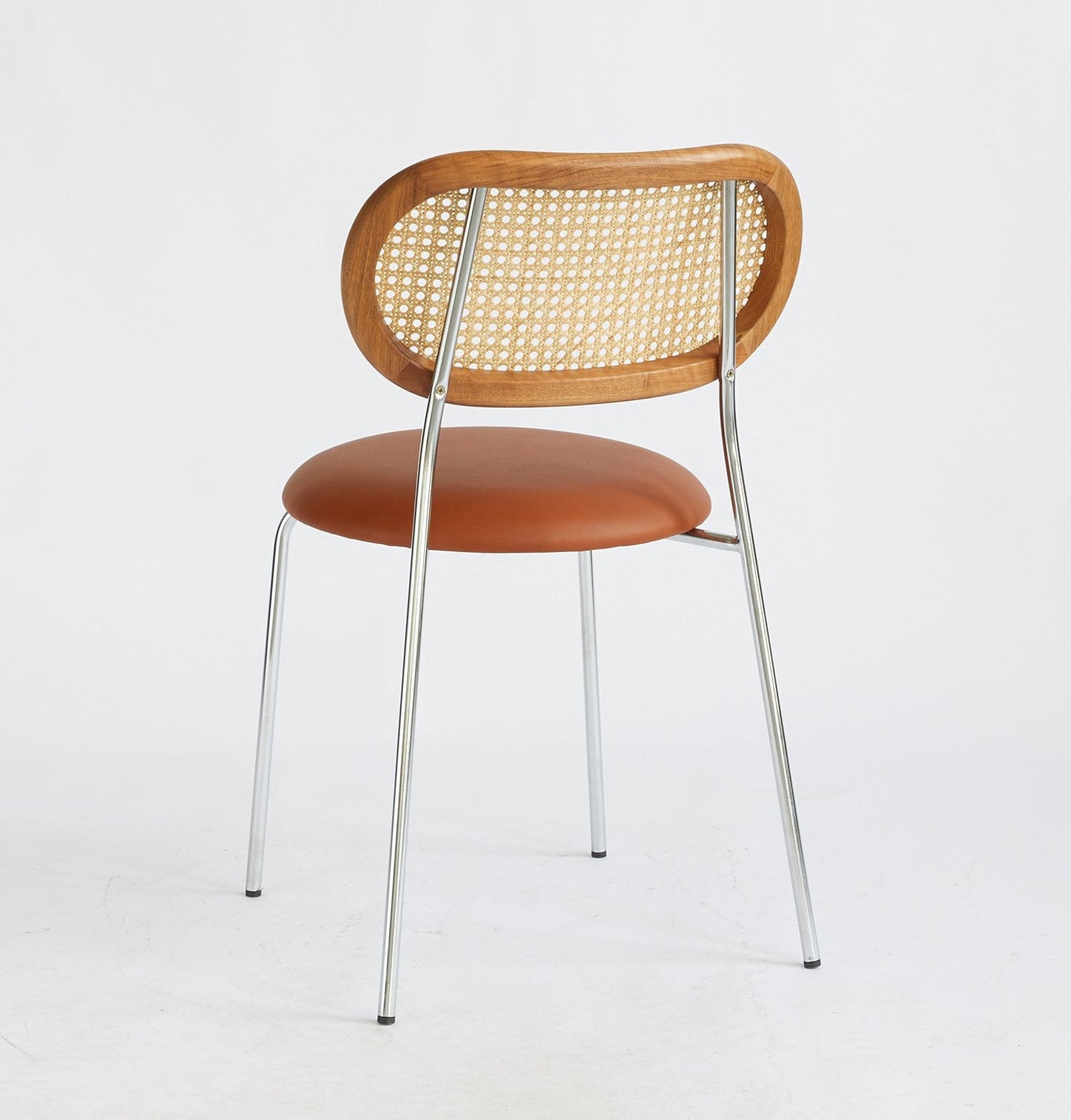 Rose Dining Chair - Rattan / Chrome / Caramel Leather