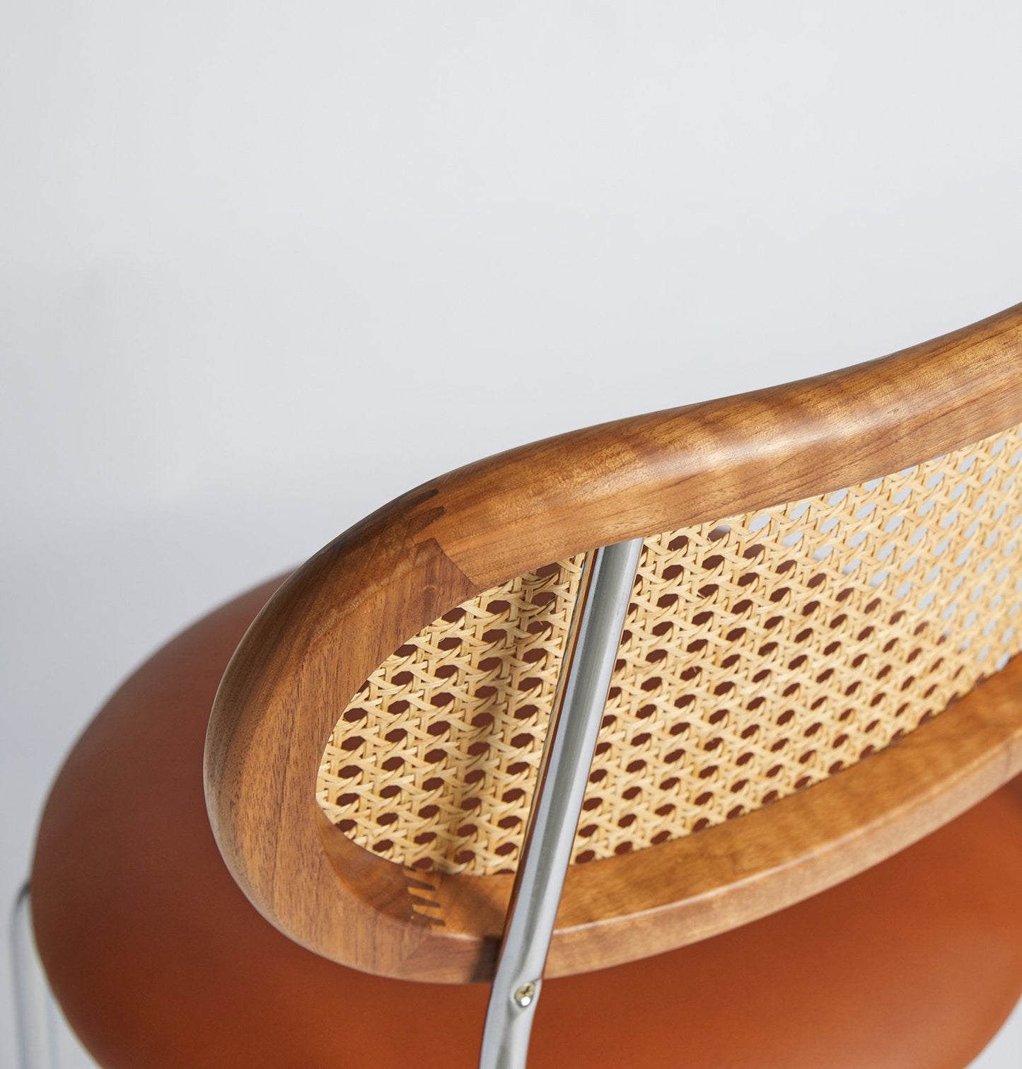 Rose Dining Chair - Rattan / Chrome / Caramel Leather