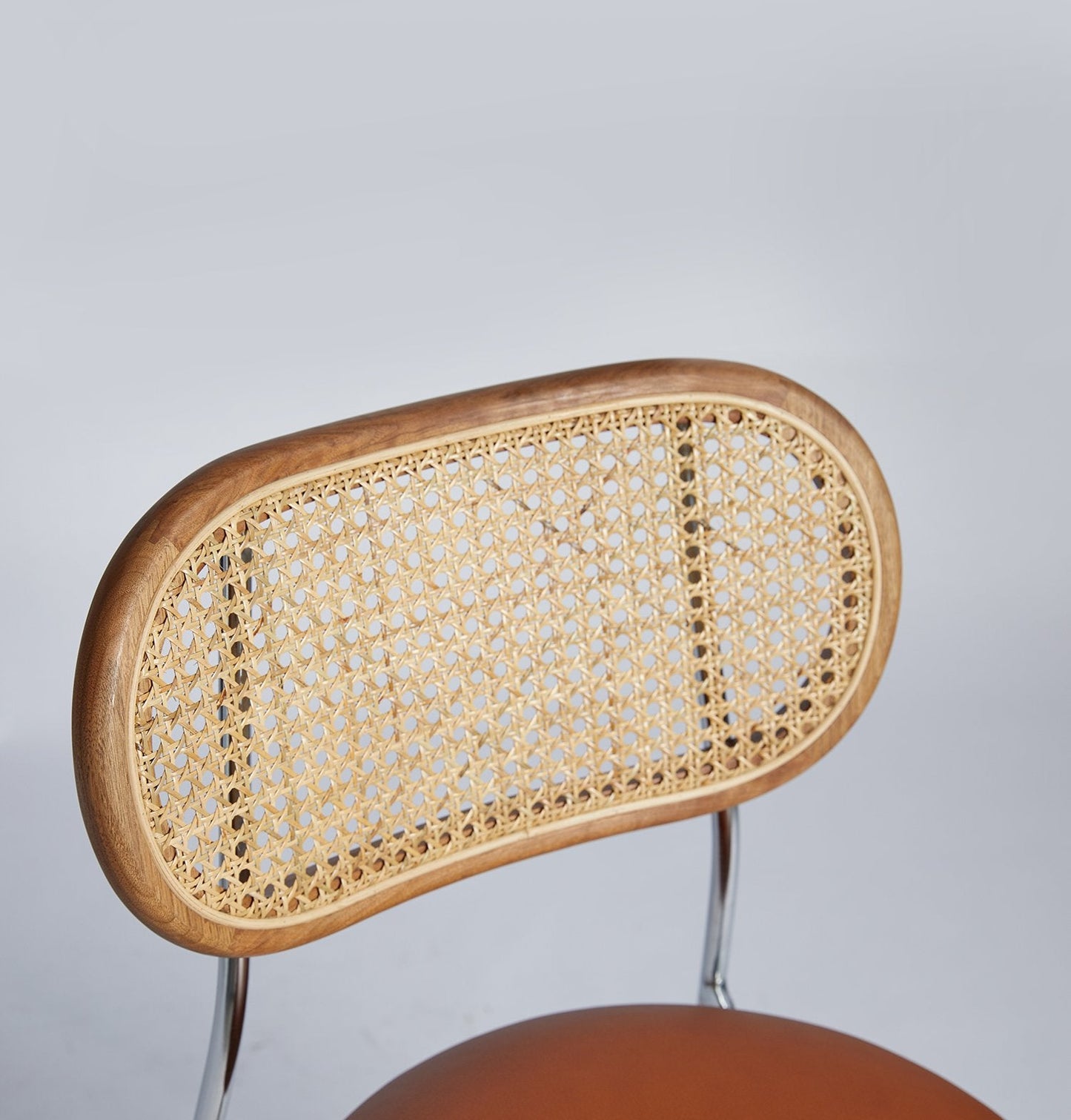 Rose Dining Chair - Rattan / Chrome / Caramel Leather