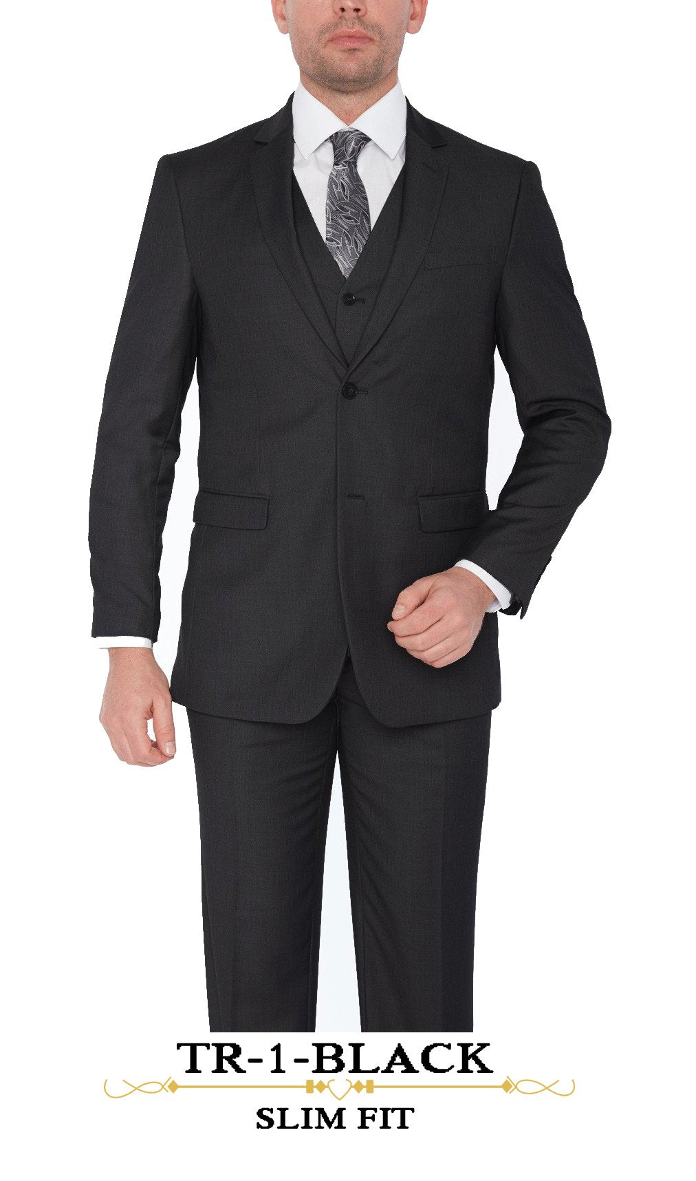 TR 1 Black Modern Fit - 3 Piece Suit