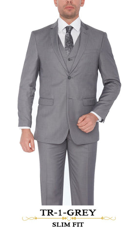 TR 1 Grey Modern Fit - 3 Piece Suit