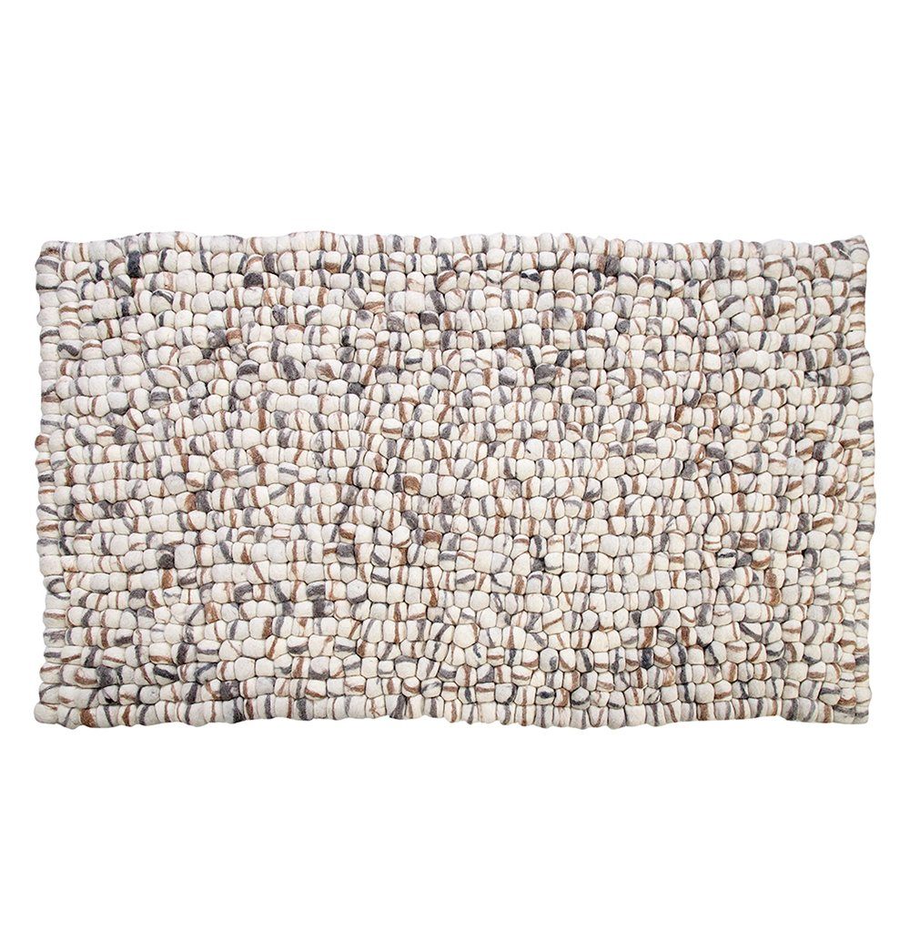 Wool Area Rug - Amala - Handmade Wool Felt Pebble Rug - Brown Stripes