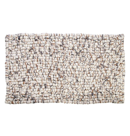 Wool Area Rug - Amala - Handmade Wool Felt Pebble Rug - Brown Stripes
