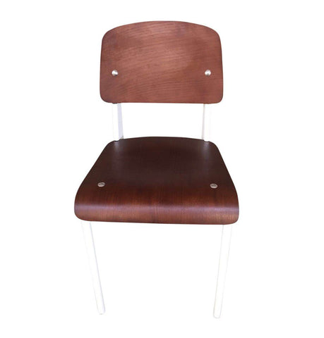 Mid Century Modern Dining Chair - Anaïs Chair - Walnut Seat/Back & White Frame