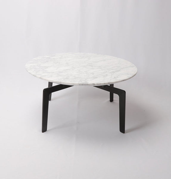 White Marble Coffee Table - Asar Coffee Table - Carrara Marble Top