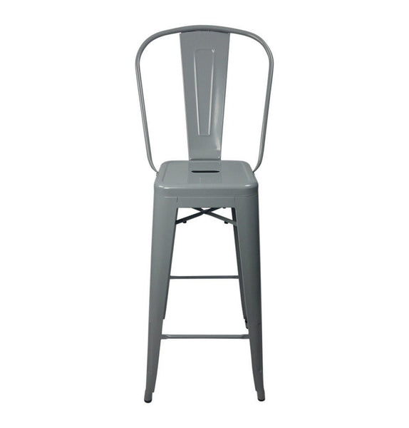 Metal Bar Stool with Back - Bastille Bar Stool High Back Chair