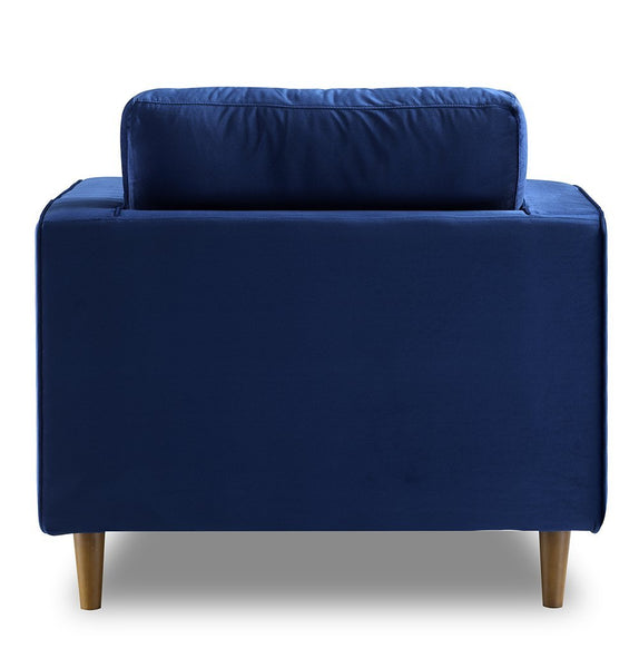 Blue Velvet Accent Chair - Bente Tufted Velvet Lounge Chair - Blue