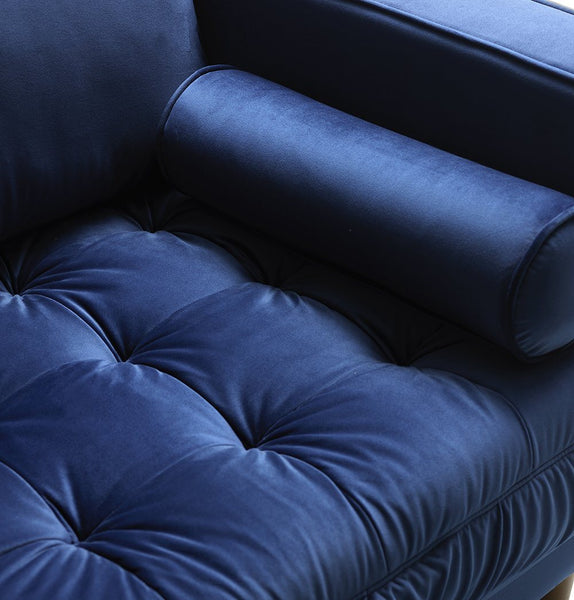 Blue Velvet Accent Chair - Bente Tufted Velvet Lounge Chair - Blue