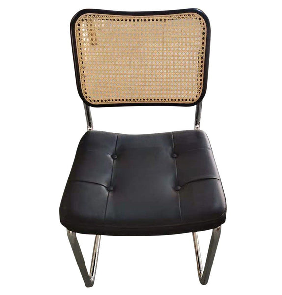 Emy Side Chair - Black & Black Leather - GFURN