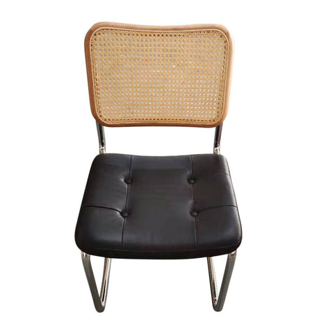 Emy Side Chair - Natural & Black Leather - GFURN