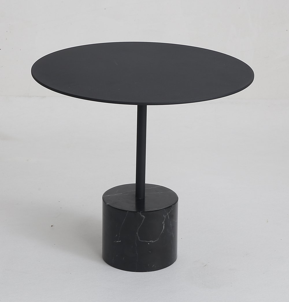 Ethan Side Table - Large - Black & Black Marble