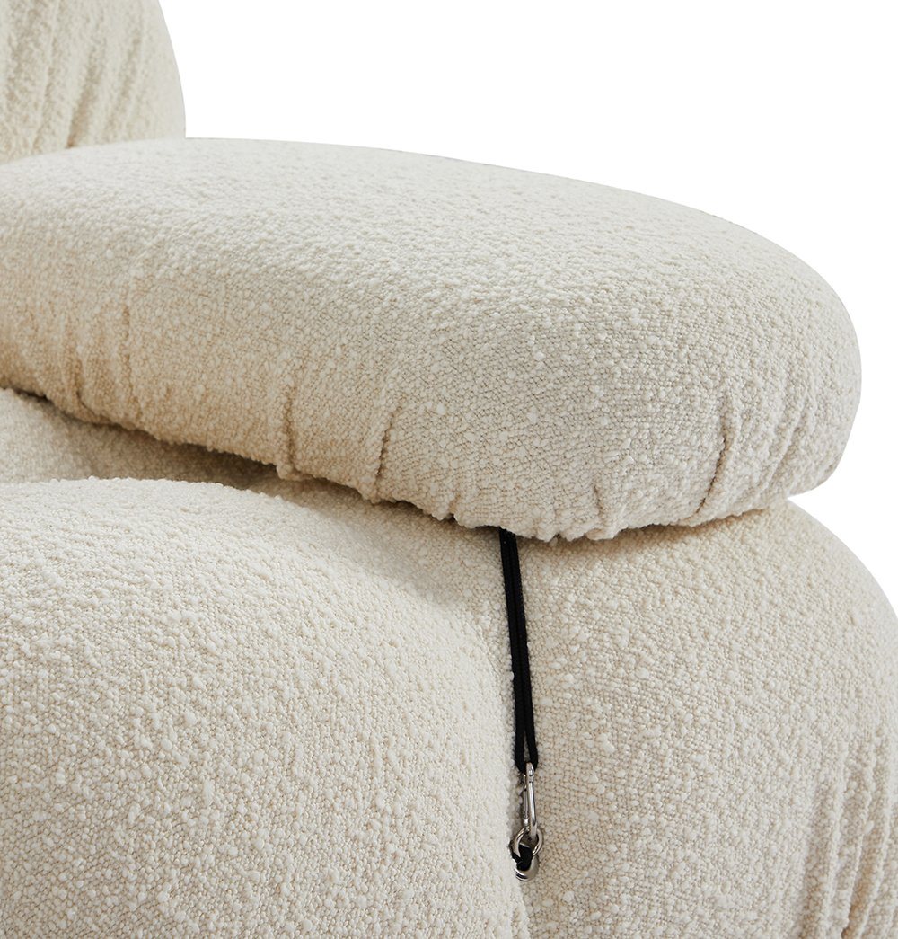 Gioia 1-Seater Chair - Left Armrest - Cream/White Boucle - GFURN