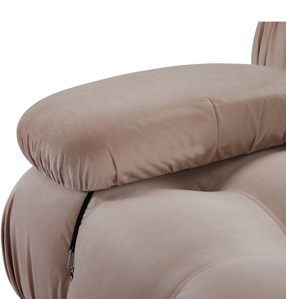 Gioia 1-Seater Chair - Right Armrest - Beige Velvet - GFURN
