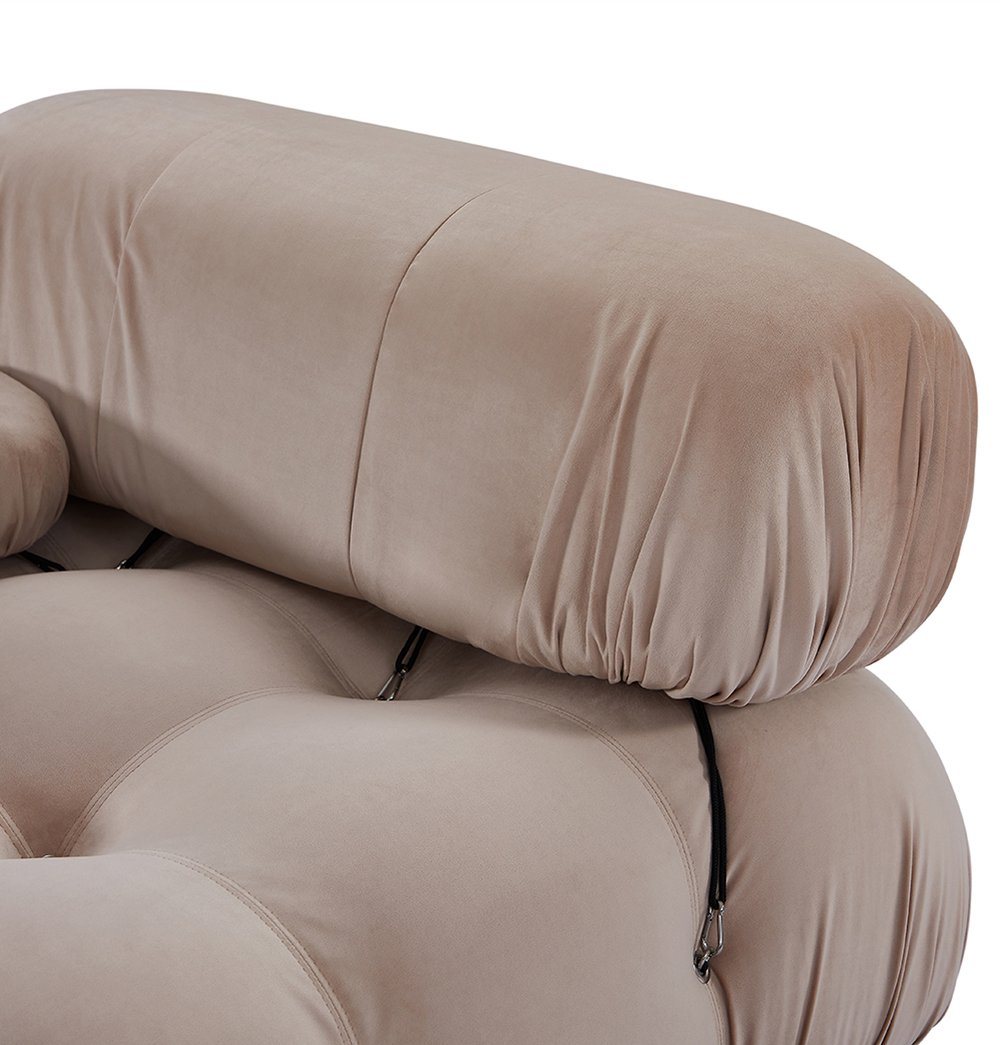 Gioia 1-Seater Chair - Right Armrest - Beige Velvet - GFURN