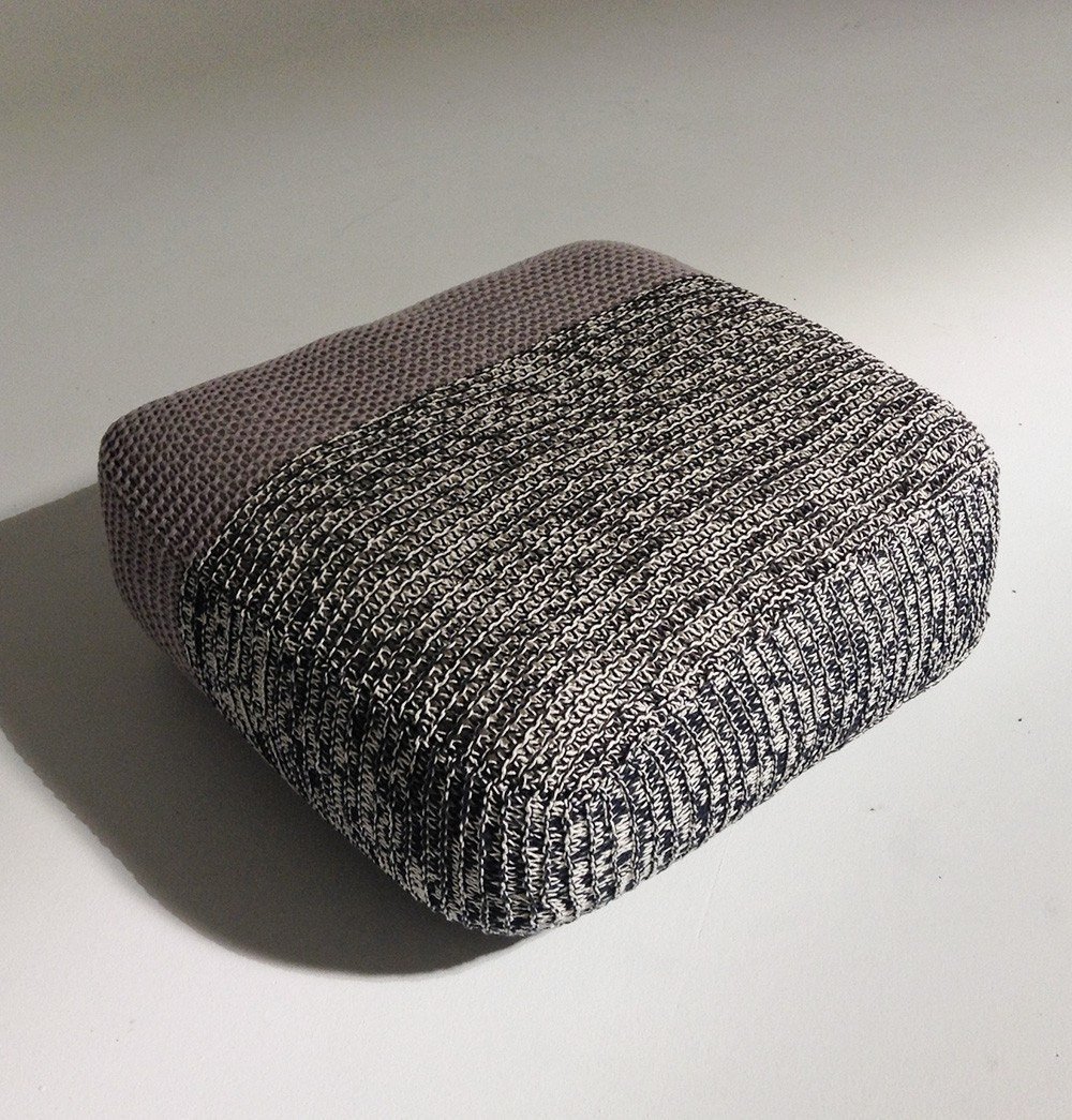 Handmade Knitted Floor Cushion | Mottled Grey & Ashes Of Roses - GFURN