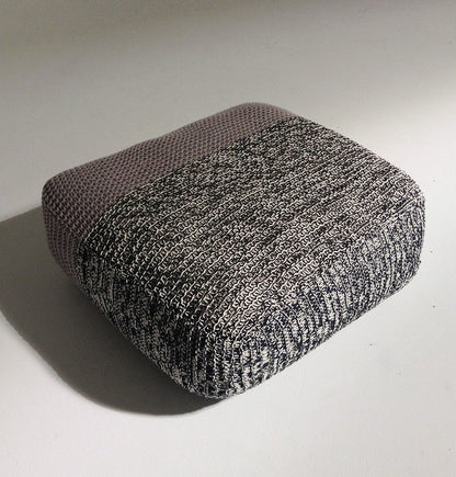 Handmade Knitted Floor Cushion | Mottled Grey & Ashes Of Roses - GFURN