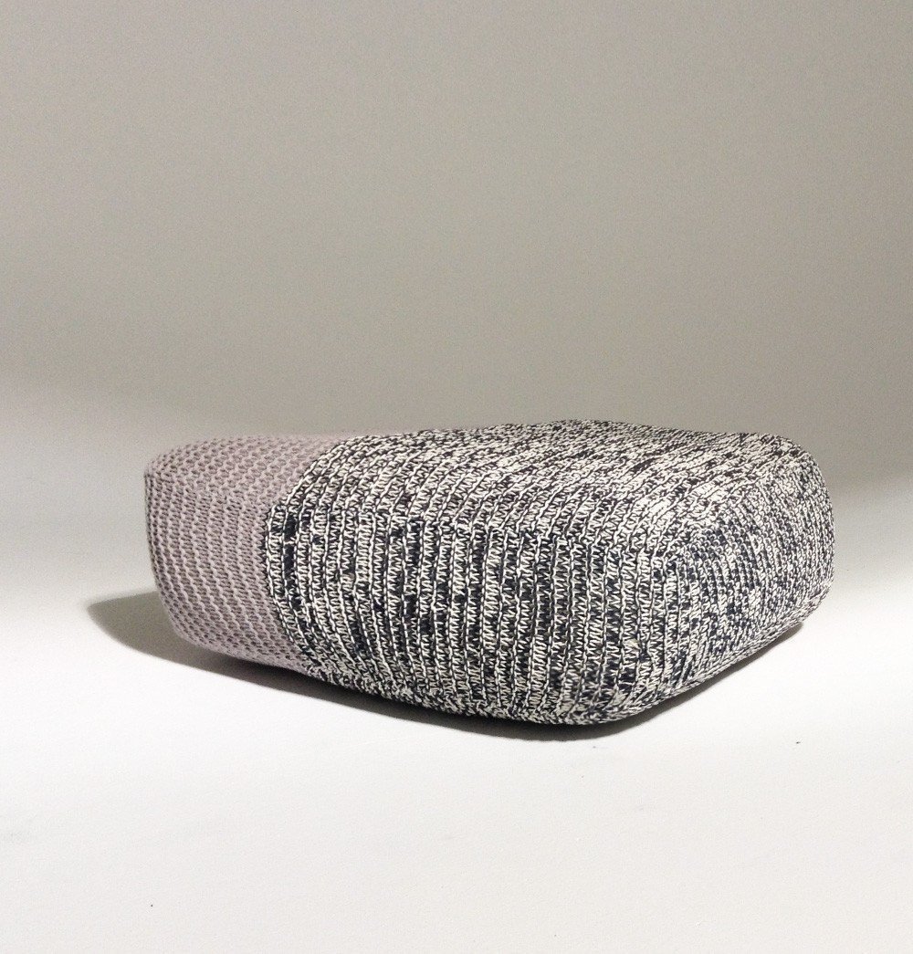 Handmade Knitted Floor Cushion | Mottled Grey & Ashes Of Roses - GFURN