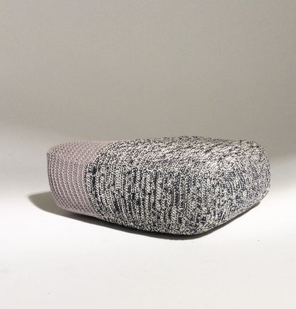 Handmade Knitted Floor Cushion | Mottled Grey & Ashes Of Roses - GFURN