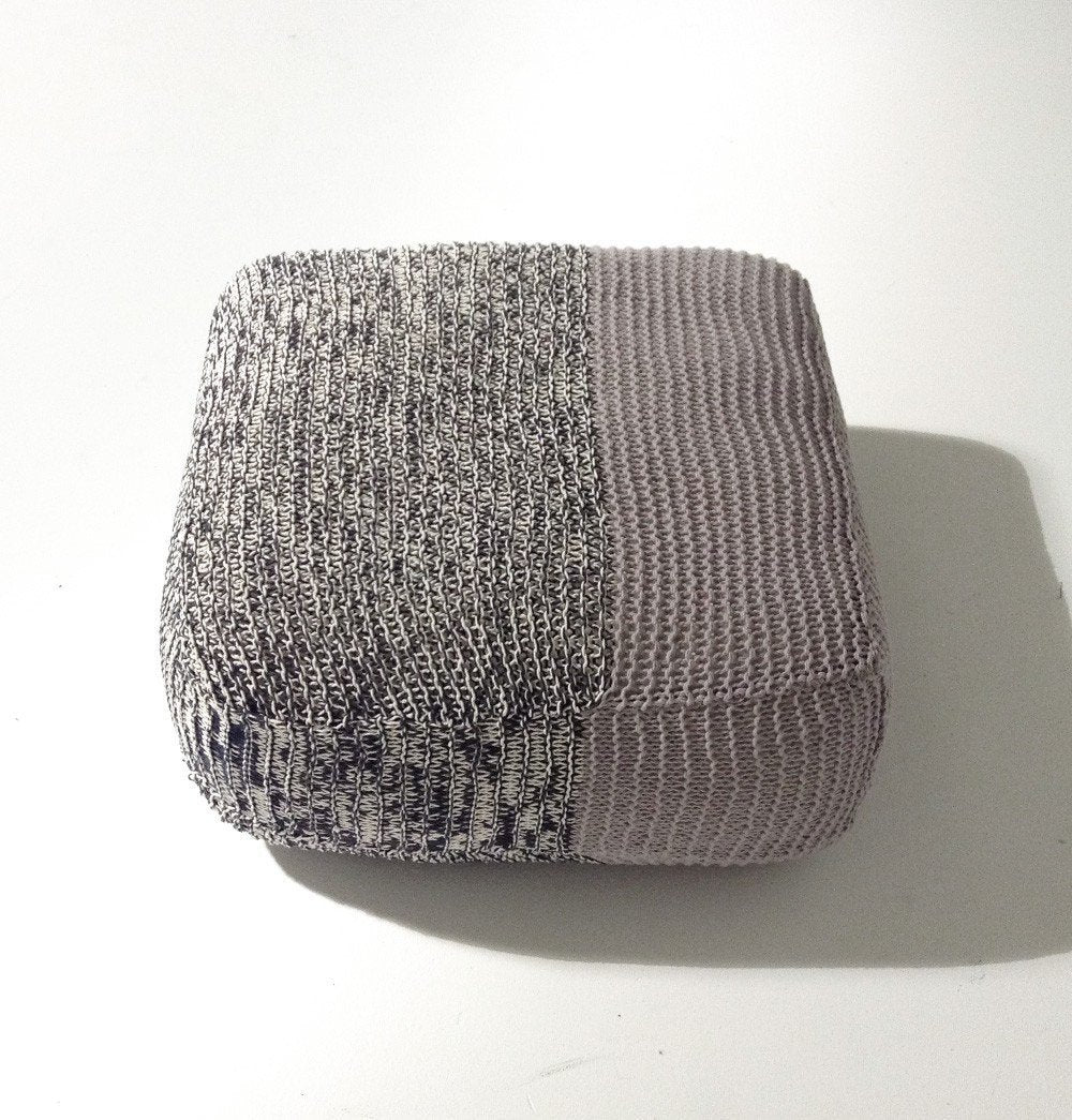 Handmade Knitted Floor Cushion | Mottled Grey & Ashes Of Roses - GFURN