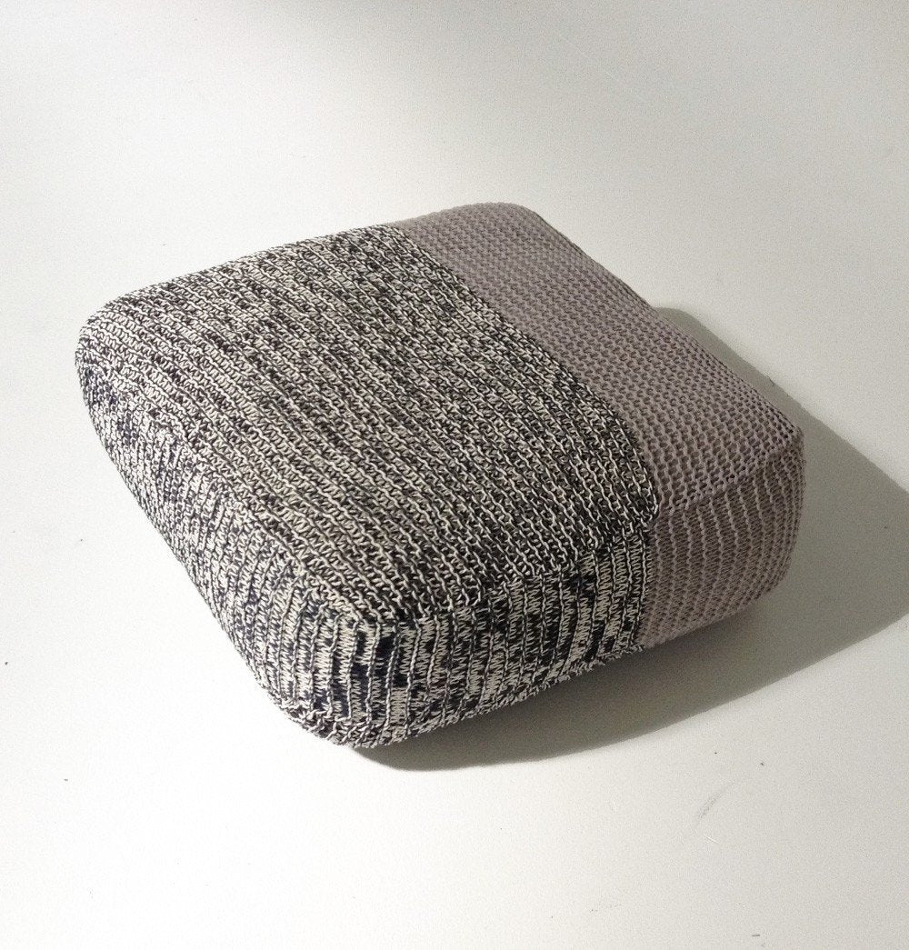 Handmade Knitted Floor Cushion | Mottled Grey & Ashes Of Roses - GFURN