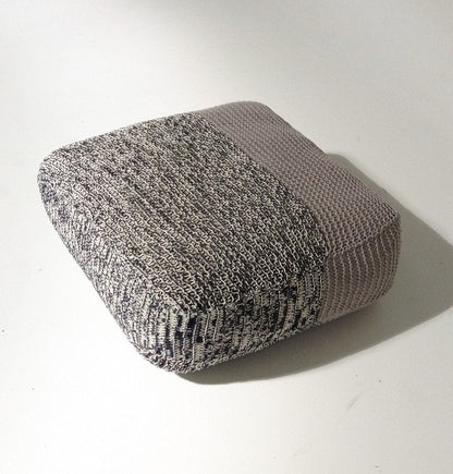 Handmade Knitted Floor Cushion | Mottled Grey & Ashes Of Roses - GFURN