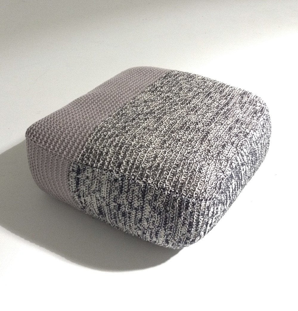 Handmade Knitted Floor Cushion | Mottled Grey & Ashes Of Roses - GFURN