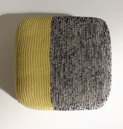 Handmade Knitted Floor Cushion | Mottled Grey & Custard - GFURN