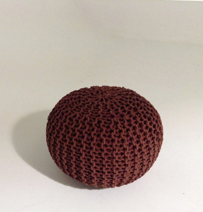 Handmade Round Knitted Pouf | Marsala | 50x35cm - GFURN