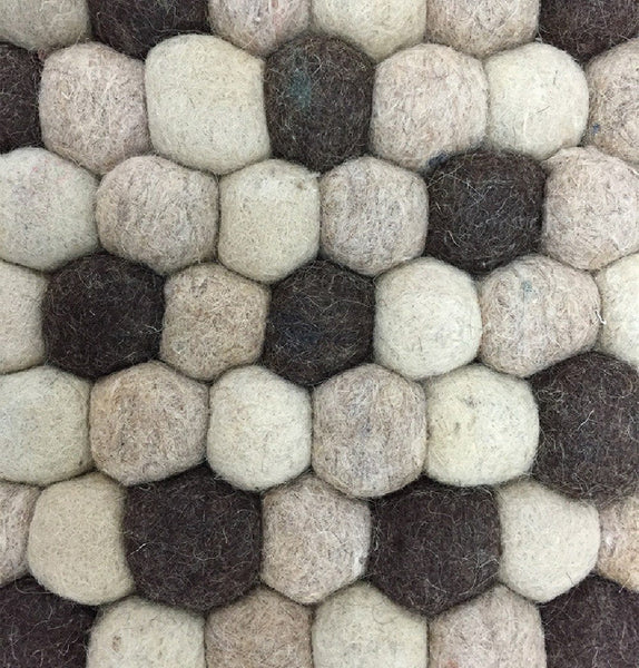 Handmade Woolen Pebble Pouf | Brown Natural - GFURN