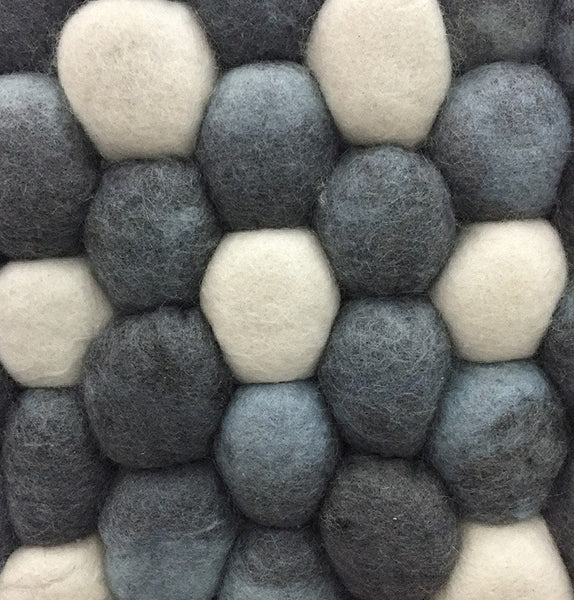 Handmade Woolen Pebble Pouf | Grey Blue - GFURN