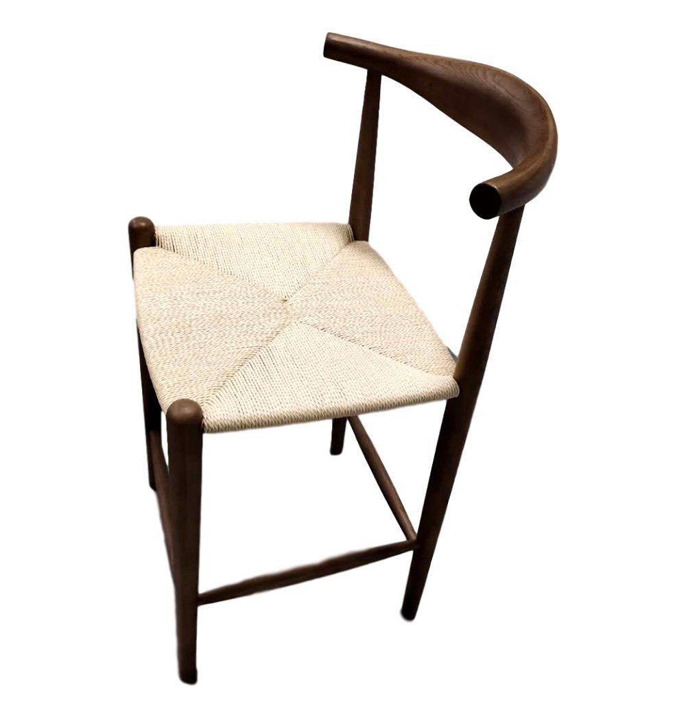 Mid Century Modern Counter Stool - Myson Counter Stool - Walnut & Natural Cord