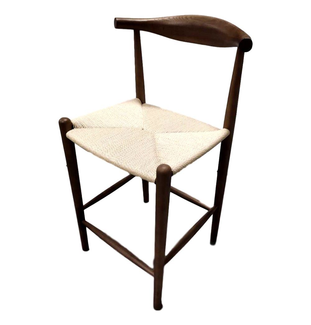 Mid Century Modern Counter Stool - Myson Counter Stool - Walnut & Natural Cord
