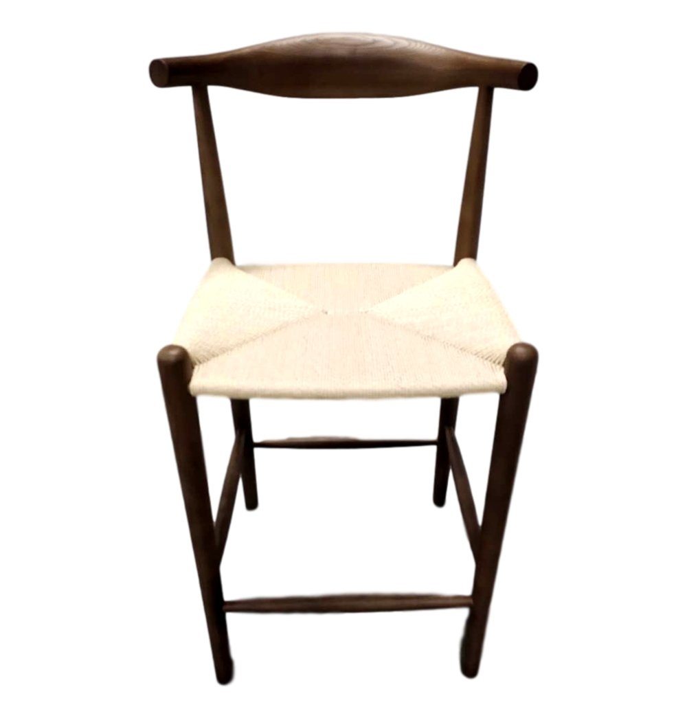 Mid Century Modern Counter Stool - Myson Counter Stool - Walnut & Natural Cord