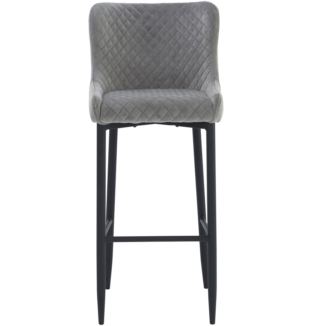 Grey Velvet Counter Stool - Saskia Counter Stool - Steel