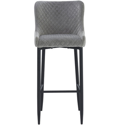 Grey Velvet Counter Stool - Saskia Counter Stool - Steel