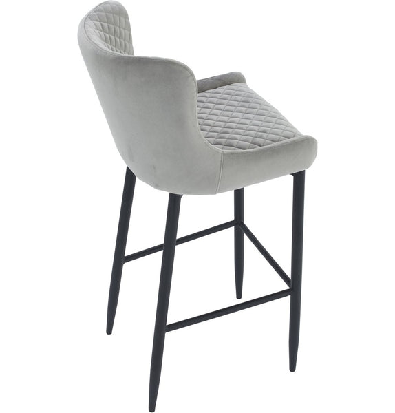 Grey Velvet Counter Stool - Saskia Counter Stool - Steel