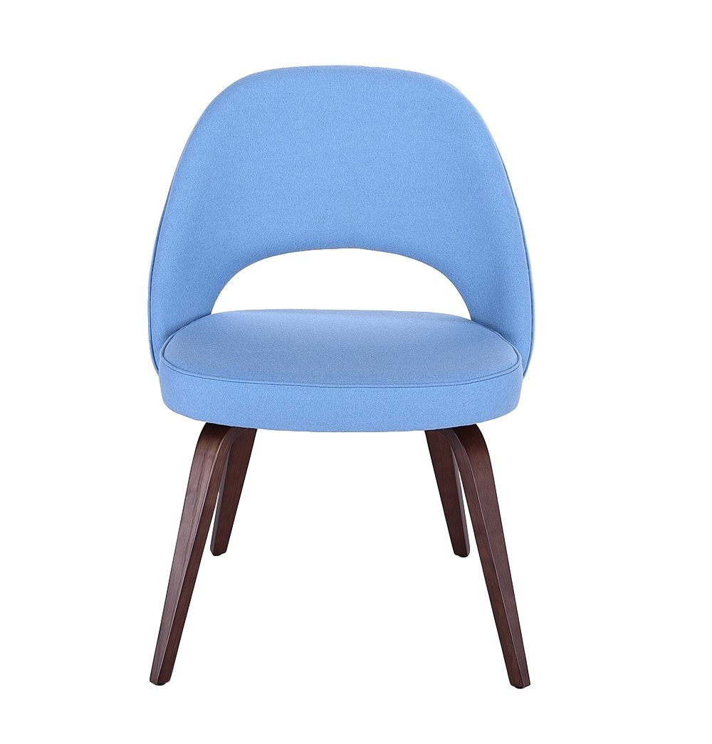 Sienna Executive Side Chair - Light Blue Fabric & Walnut Legs - GFURN