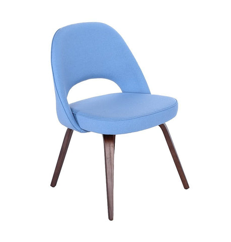 Sienna Executive Side Chair - Light Blue Fabric & Walnut Legs - GFURN