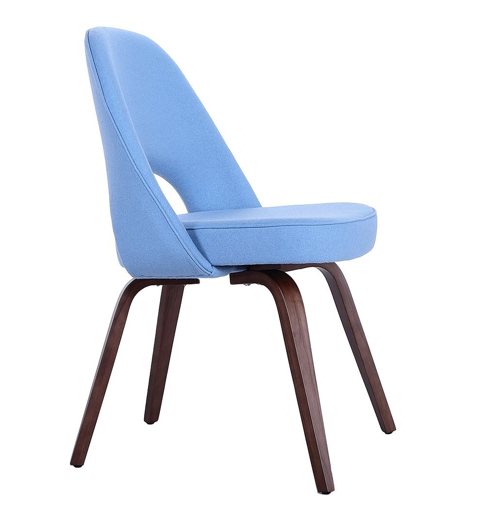 Sienna Executive Side Chair - Light Blue Fabric & Walnut Legs - GFURN