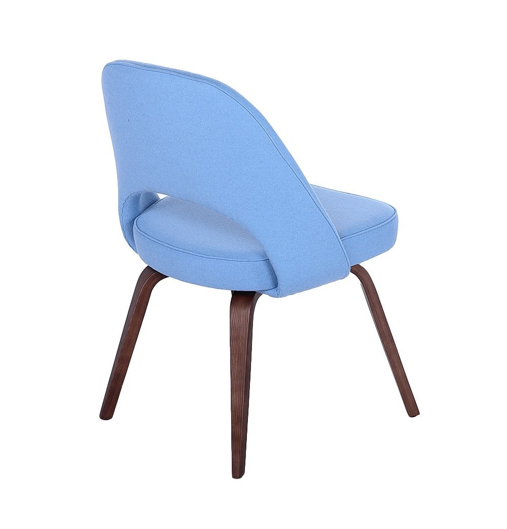 Sienna Executive Side Chair - Light Blue Fabric & Walnut Legs - GFURN