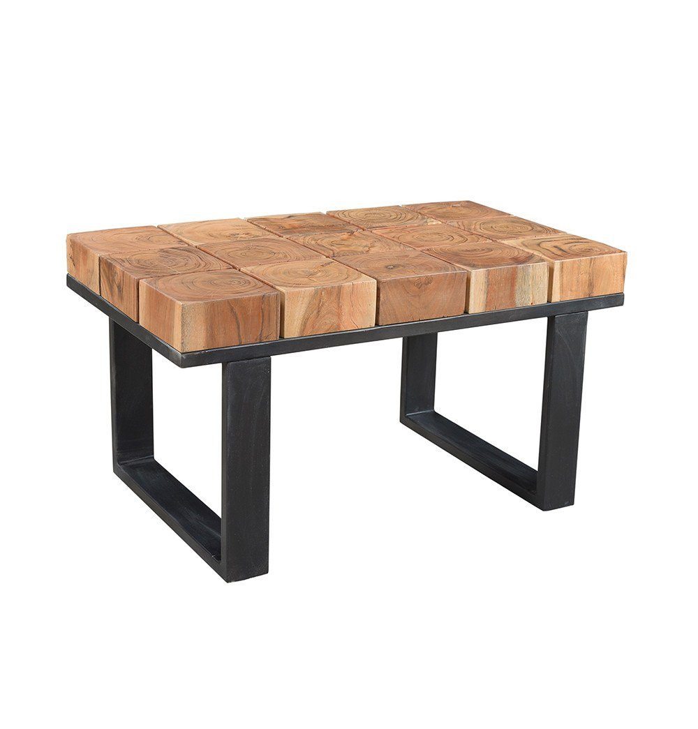 Solid Acacia Wood Coffee Table with Iron Legs - GFURN